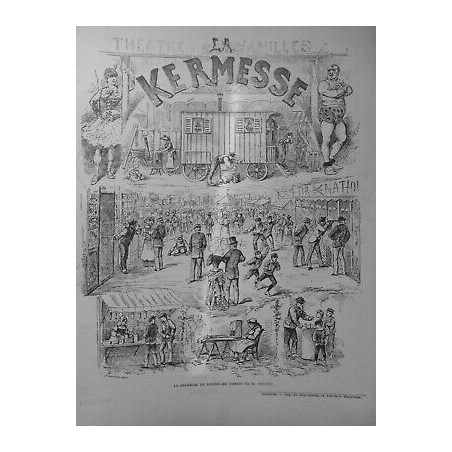 1886 CARNAVAL BELGIQUE KERMESSE BRUXELLES DESSIN M.BODART