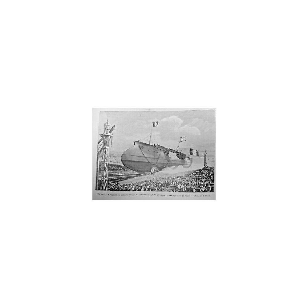 1896 BATEAU TOULON CROISEUR AMIRAL ENTRECASTEAUX FORGES SEYNE