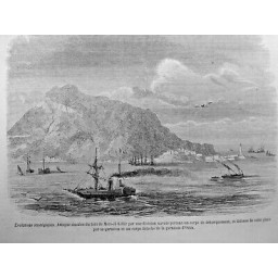 1859 BATEAU ATTAQUE SIMULEE FORT MERS EL KEBIR DIVISION NAVALE GARNISON ORAN