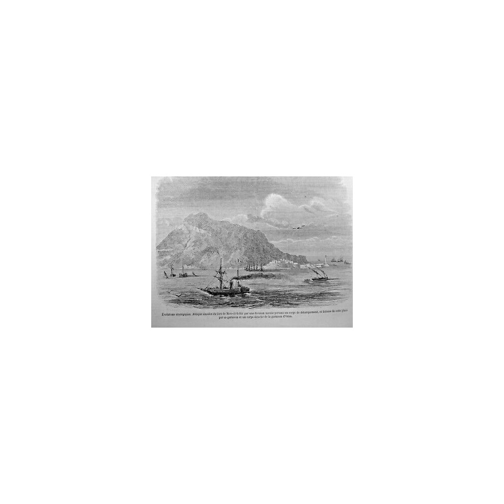 1859 BATEAU ATTAQUE SIMULEE FORT MERS EL KEBIR DIVISION NAVALE GARNISON ORAN