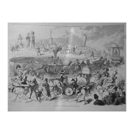 1877 I CARNAVAL BELGIQUE BRUXELLES CAVALCADE DENIER ECOLES