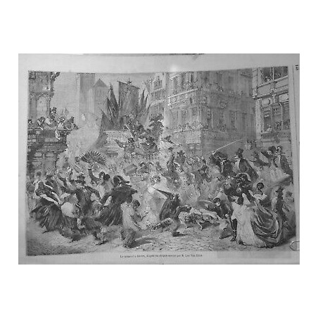 1860 MI CARNAVAL BELGIQUE ANVERS CROQUIS M.LEO VON ELLIOT