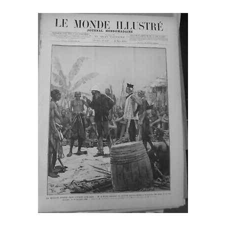 1884 MISSION BRAZZA OUEST AFRICAIN CONVOI PORTEURS BATEKES FRANCEVILLE