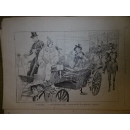 1899 FETE MARDI GRAS DEGUISEMENTS DEFILE BOULEVARD FOULE DESSIN MINARTZ