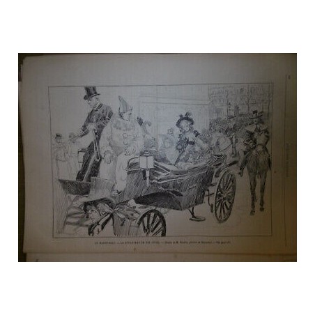 1899 FETE MARDI GRAS DEGUISEMENTS DEFILE BOULEVARD FOULE DESSIN MINARTZ