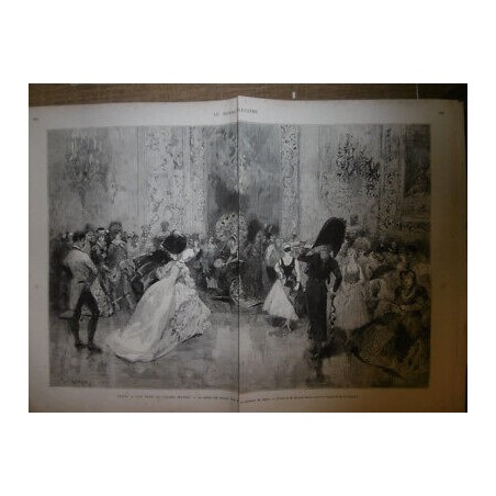 1880 PARIS FETE MONDAINE DERNIER BAL TRAVESTI PRINCESSE SAGAN DESSIN MORIN