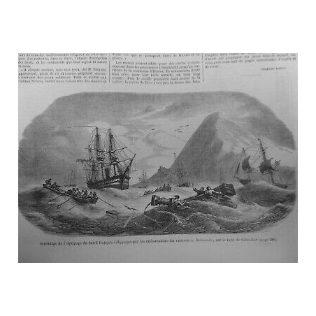 1885 BATEAU BRICK HIPPOLYTE SAUVETAGE LE REDOUTABLE GIBRALTAR