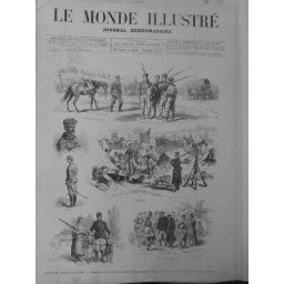 1876 CONFLIT TURCO-SERBE BELGRADE CAVALERIE INFANTERIE RESERVE CAMP SOLDAT DANSE