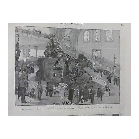 1889 FONTAINE BARTHOLDI DESTINEE BORDEAUX DESSIN M ORAZI