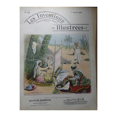 1900 INVENTIONS ALGERIE FEMMES TAFNA TISSAGE TAPIS METIER TISSER PERCHE BAMBOU