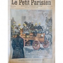 1900 PP SAPEUR POMPIER PARIS AUTOMOBILE ELECTRIQUE UNIFORME CASQUE