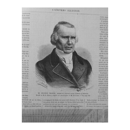 1867 MEDECINE DOCTEUR VALPEAU ANATOMISTE CHIRURGIEN INVENTEUR BANDAGE PORTE NOM