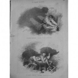 1880 MI OMBRES PARLENTES VOLEUR IVROGNES DESSIN EDMOND MORIN