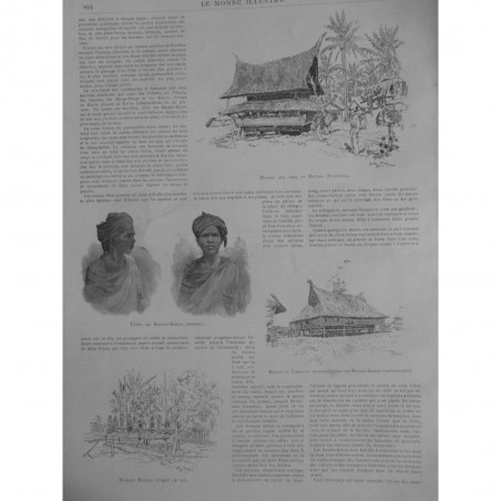 1880 MI SUMATRA FEMMES HOMMES BATAKS MAISON SIBRAYAC CHEF