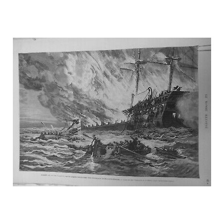 1875 BATEAU COSSPATRICK ANGLAIS COLONS NOUVELLE ZELANDE INCENDIE