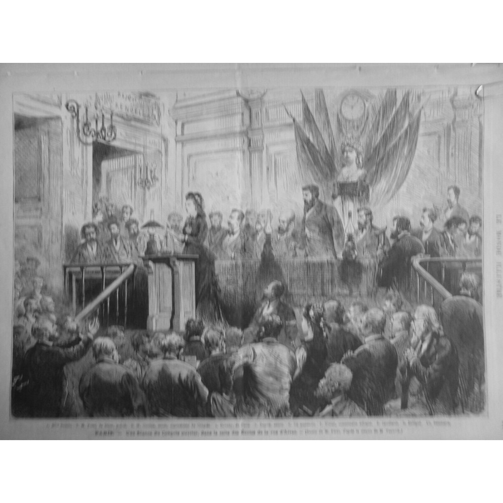 1876 MI PARIS SEANCE CONGRES OUVRIER ECOLE RUE ARRAS