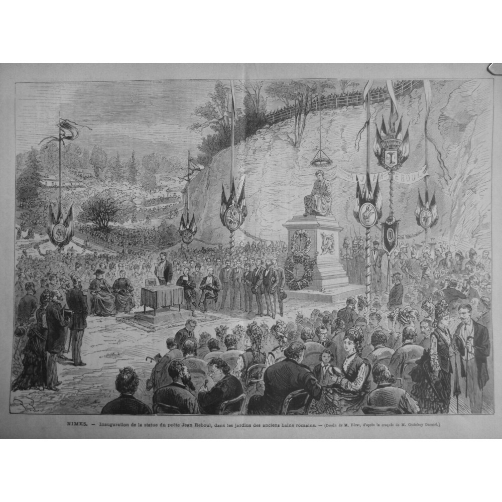 1876 MI INAUGURATION STATUE POETE JEAN REBOUL NIMES