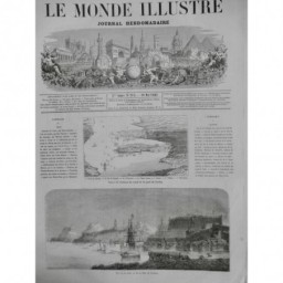 1861 MI GRECE CORFOU VUE RADE VILLE REMPART CANAL PORT