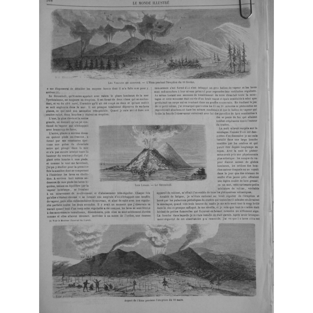 1865 MI VOLCANS ERUPTION ETNA STROMBOLI