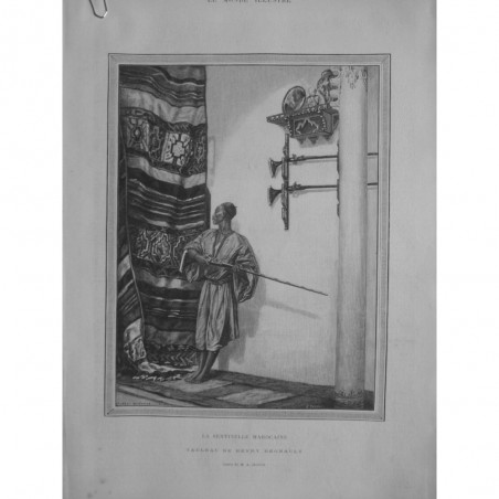 1874 MI SENTINELLE MAROCAINE TABLEAU HENRY REGNAULT