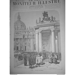 1891 MI18/10 ROME PORTE DU VATICAN FOULE PRÊTRE FERVEUR RELIGION CATHOLIQUE