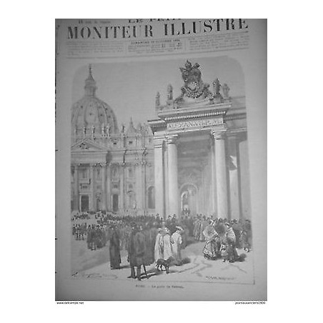 1891 MI18/10 ROME PORTE DU VATICAN FOULE PRÊTRE FERVEUR RELIGION CATHOLIQUE