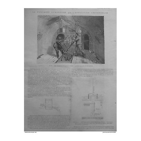 1889 I5 ELECTRICITE FONTAINE LUMINEUSE EXPOSITION UNIVERSELLE MANOEUVRE GLACE