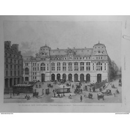 1889 I 20/4 NOUVELLE GARE SAINT-LAZARE FACADE PLACE HAVRE PHOTO DURANDELLE