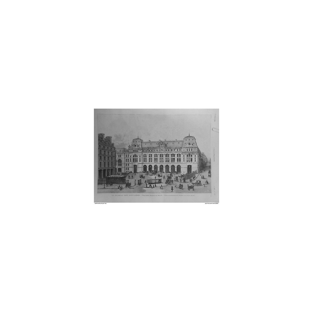 1889 I 20/4 NOUVELLE GARE SAINT-LAZARE FACADE PLACE HAVRE PHOTO DURANDELLE