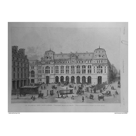 1889 I 20/4 NOUVELLE GARE SAINT-LAZARE FACADE PLACE HAVRE PHOTO DURANDELLE