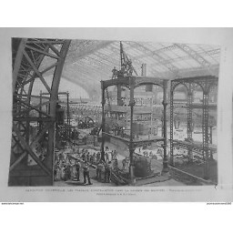 1889 I13/4 EXPOSITION UNIVERSELLE TRAVAUX INSTALLATION GALERIE MACHINES PARIS