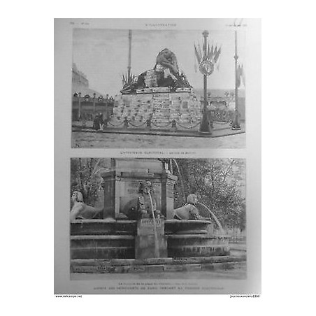 1889 I 21/9 ASPECT MONUMENTS PARIS PERIODE ELECTORALE AFFICHAGES FONTAINE