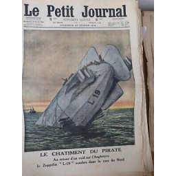 1916 CHATIMENT PIRATE RETOUR RAID ANGLETERRE ZEPPELIN SOMBRE MER NORD