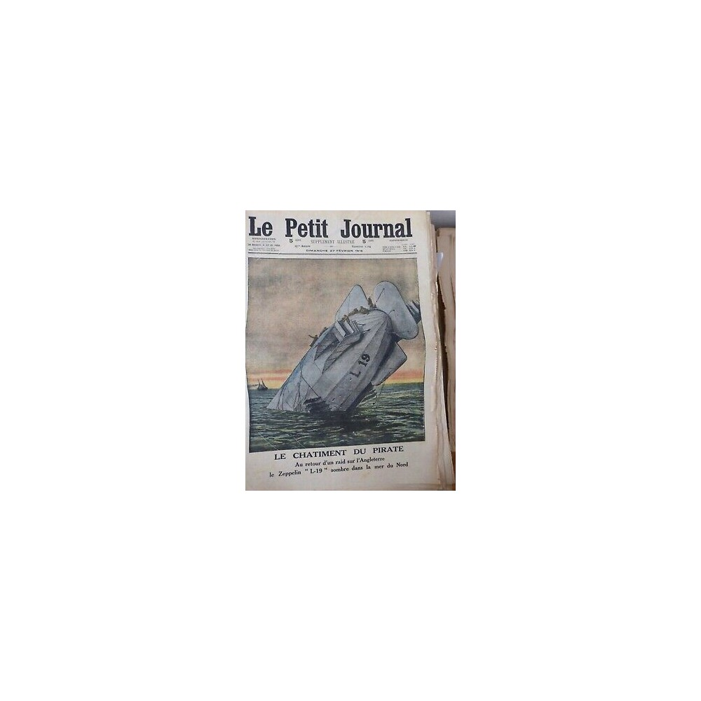 1916 CHATIMENT PIRATE RETOUR RAID ANGLETERRE ZEPPELIN SOMBRE MER NORD