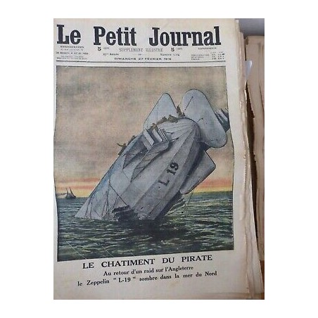 1916 CHATIMENT PIRATE RETOUR RAID ANGLETERRE ZEPPELIN SOMBRE MER NORD