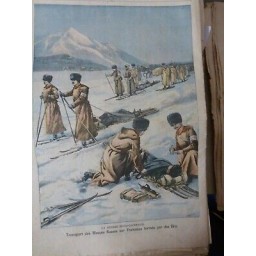 1904 GUERRE RUSSO JAPONAISE TRANSPORT BLESSES RUSSES TRAINEAUX SKIS