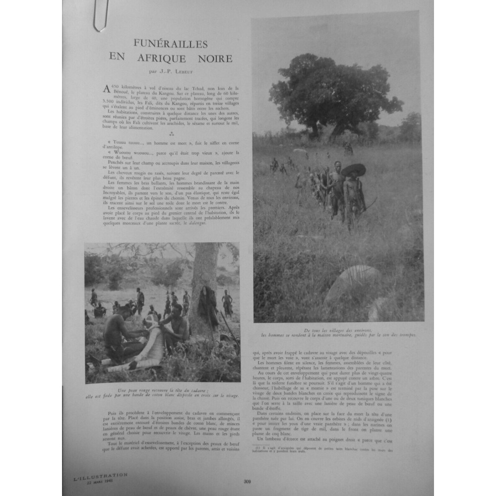 1941 I FUNERAILLES AFRIQUE NOIRE