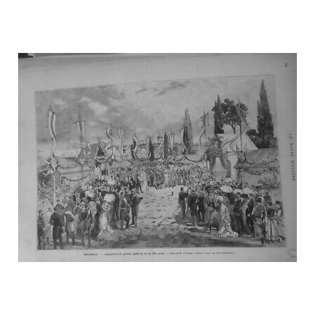 1881 INAUGURATION PREMIER CHEMIN FER SERBE DESSIN M.HAENEN