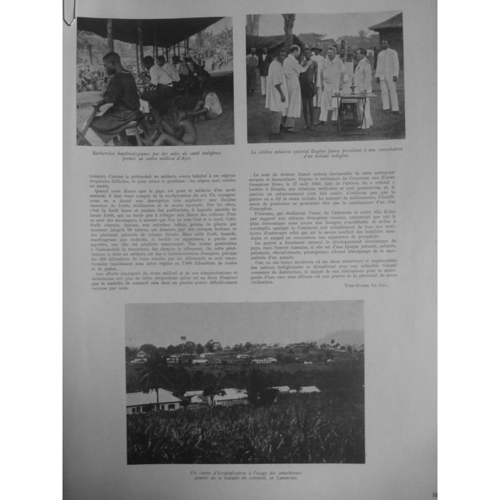 1942 I RECHERCHES BACTERIOLOGIQUES MEDECIN EUGENE JAMOT CAMEROUN