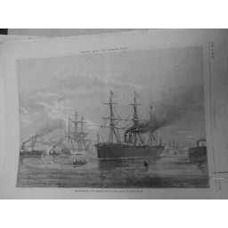 1876 I BATEAUX PAQUEBOT TRANSATLANTIQUE HAVRE