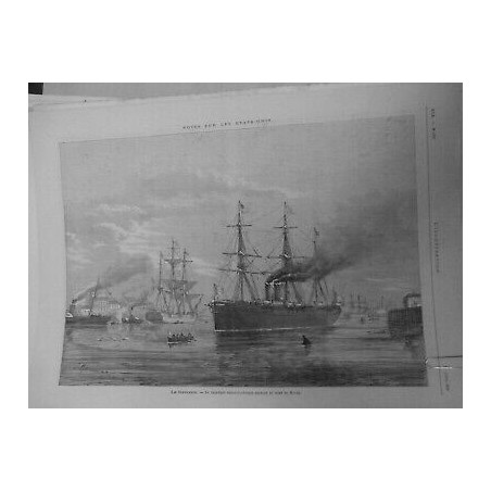 1876 I BATEAUX PAQUEBOT TRANSATLANTIQUE HAVRE