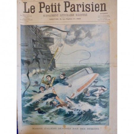 1901 PP REQUIN ATTAQUE MER CHALOUPE MARIN ITALIEN