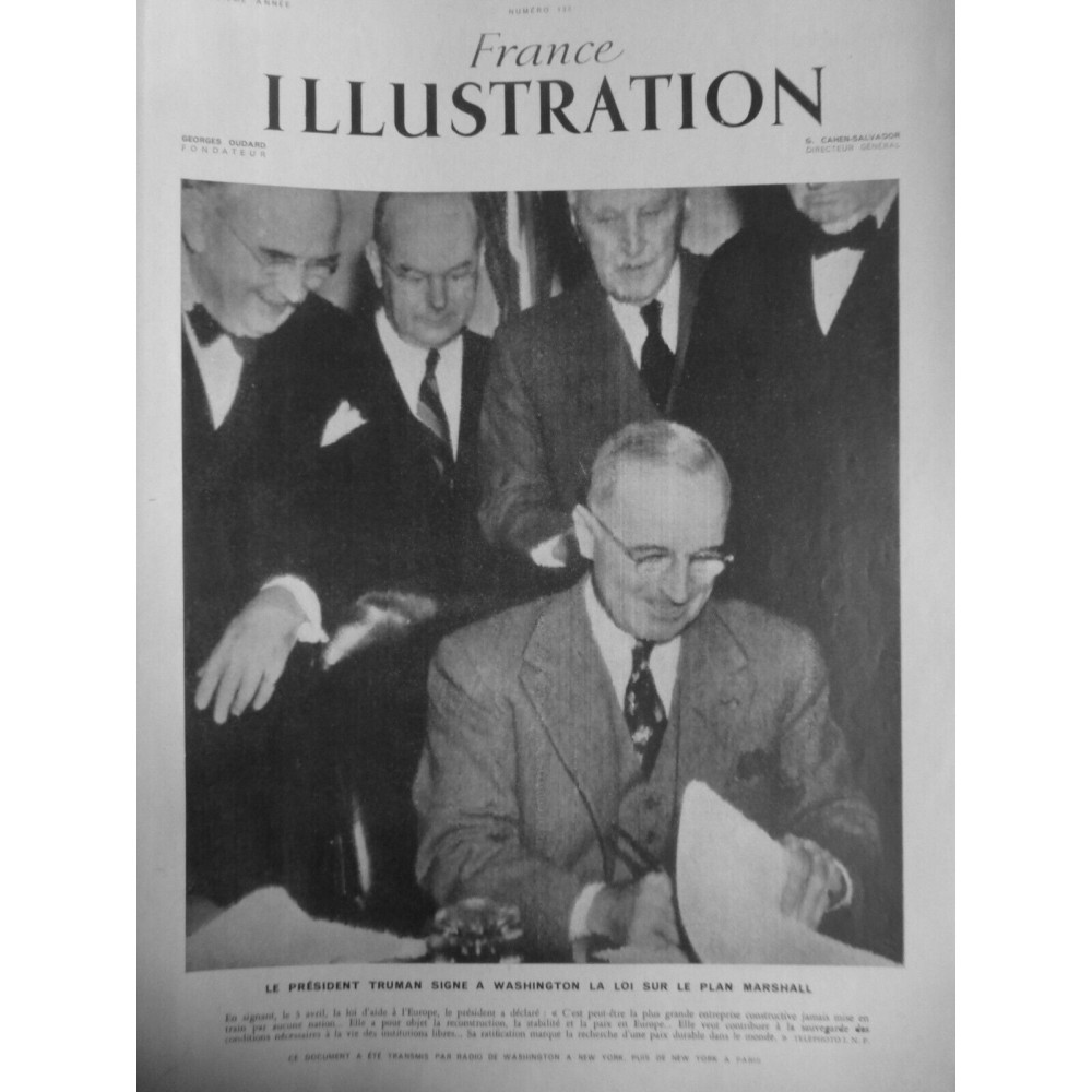 1948  FI  PRESIDENT TRUMAN SIGNE WASHINGTON LOI PLAN MARSHAL