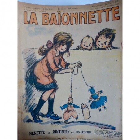 1918 ENFANT DESSIN POULBOT FILLETTE MARIONNETTEFETICHE JOUET NENETTE RINTINTIN