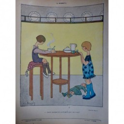 1917 ENFANT DESSIN BRANLY REPAS DINER SOUPE QUOTIDIENNE OEUF COQUE