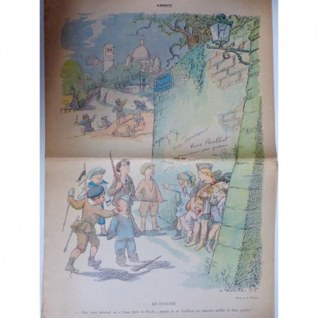 1915 ENFANT DESSIN WILLETTE GOSSE GAMIN JEU MUTINERIE FUSIL BOCHE