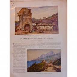 1920 I GRECE MONT ATHOS ARSENAL MONASTERE IVIRON TOUR GARDE MOINE