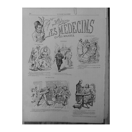 1887 LES MEDECINS LES MALADES DESSINS HUMORISTIQUES J.V.DELPIERRE