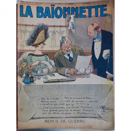 1917 FEMME DESSIN GUILLAUME RESTAURANT MENU SERVEUR