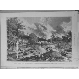 1874 FORET FONTAINEBLEAU INCENDIE ROCHER CANON DESSIN M BERARD